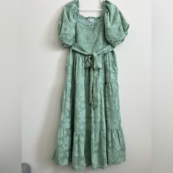 Polagram Midi Dress with Puffy Sleeve | size L - Picture 4 of 12